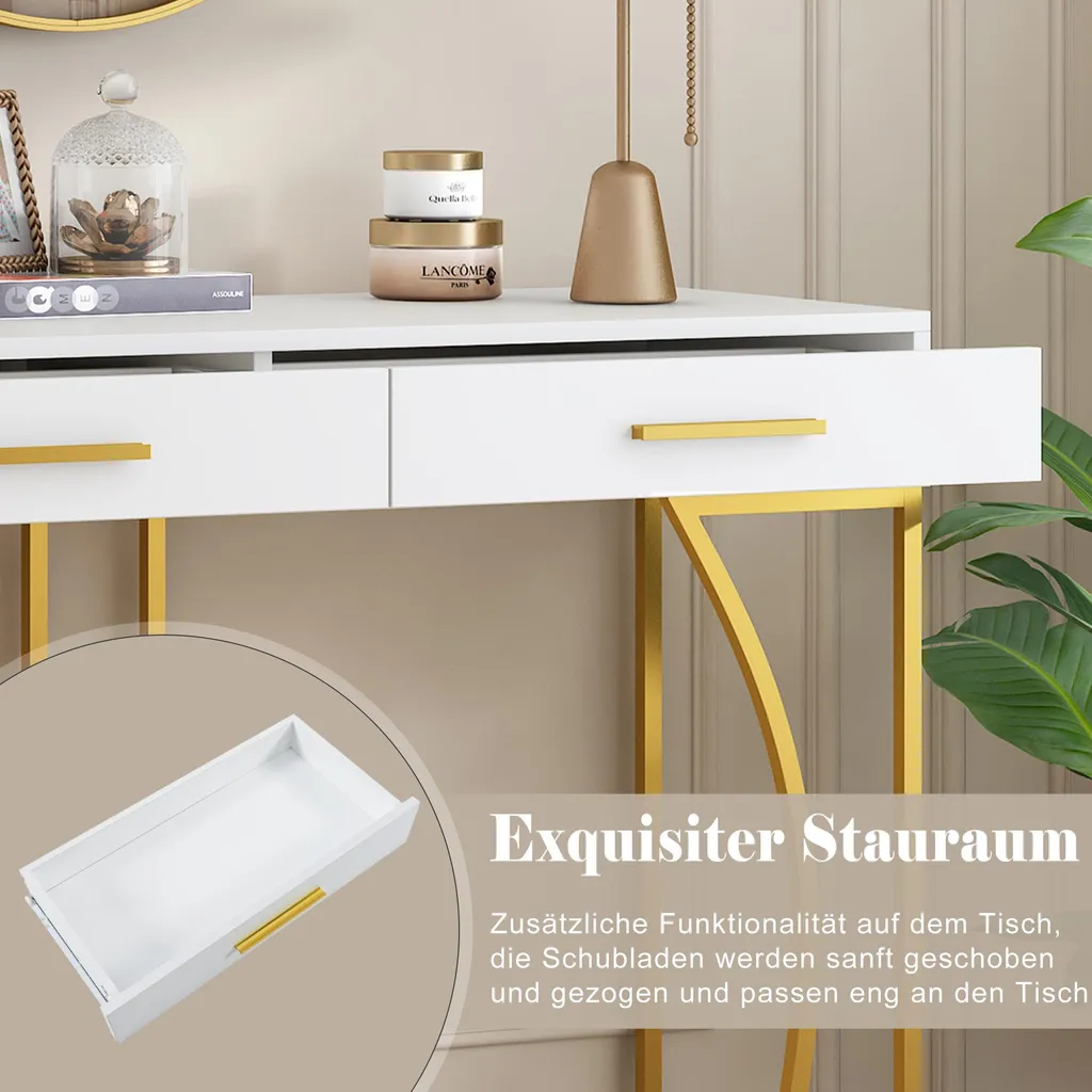 Table d'appoint salon blanche et or - Coiffeuse moderne pour chambre - 7