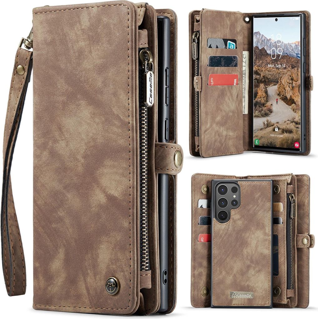 Samsung Galaxy S26 Ultra Hülle - CaseMe 008 2-in-1 Klapphülle & Back Cover mit Brieftasche - Braun