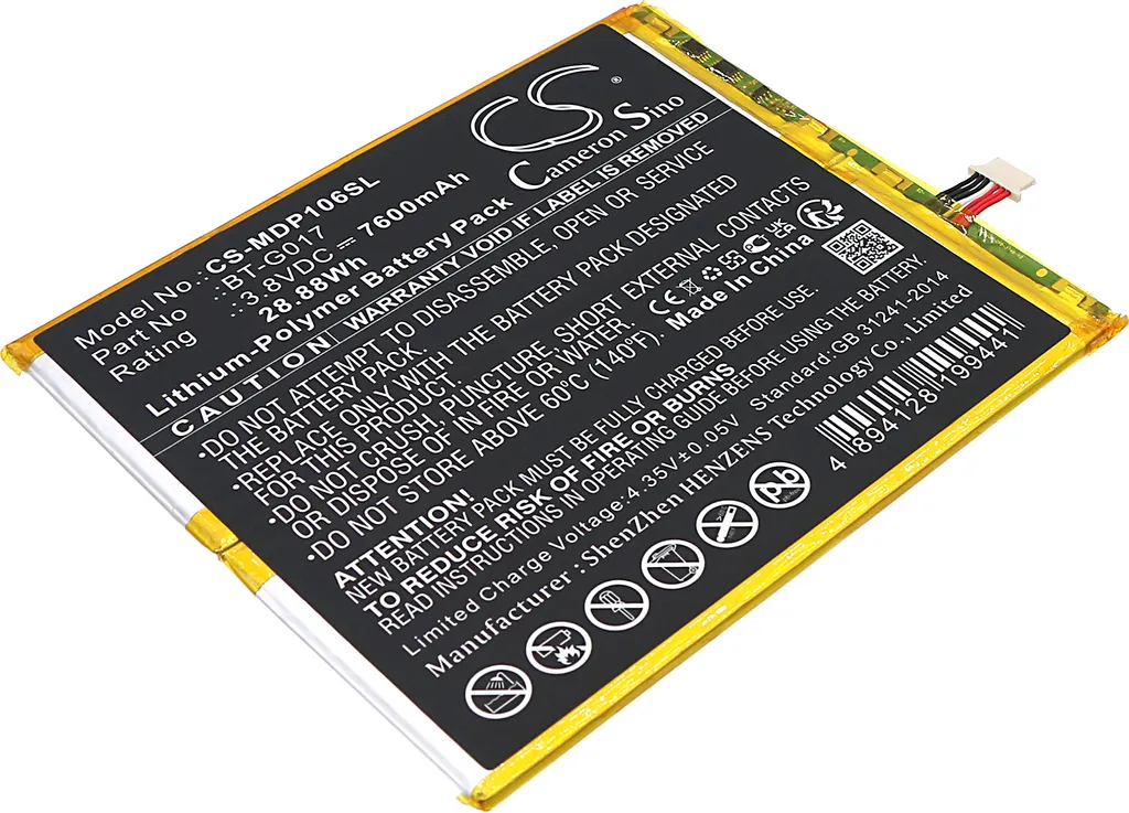 TECHTEK Batteria compatibile con [Medion] Lifetab P10602 sostituisce BT-G017, per SMB-H1007