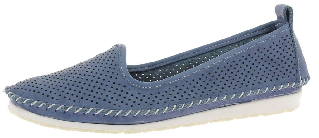Andrea Conti Damen Slipper aus Leder mit feinem Lochmuster 0021534, Größe:37 EU, Farbe:Blau