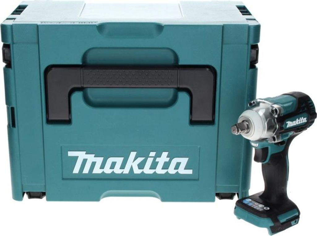 A teal Makita tool case and a teal and black Makita impact wrench are shown against a white background.
