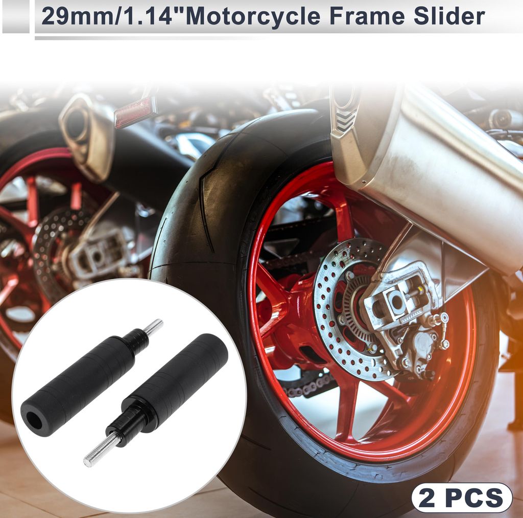 0.67" Motorrad Slider Rahmen Aluminiumlegierung Kunststoff Rad Verkleidung Schutz Crash Pad Schutzblech Schutz 1.14" 4.69" Schwarz 2 Stück
