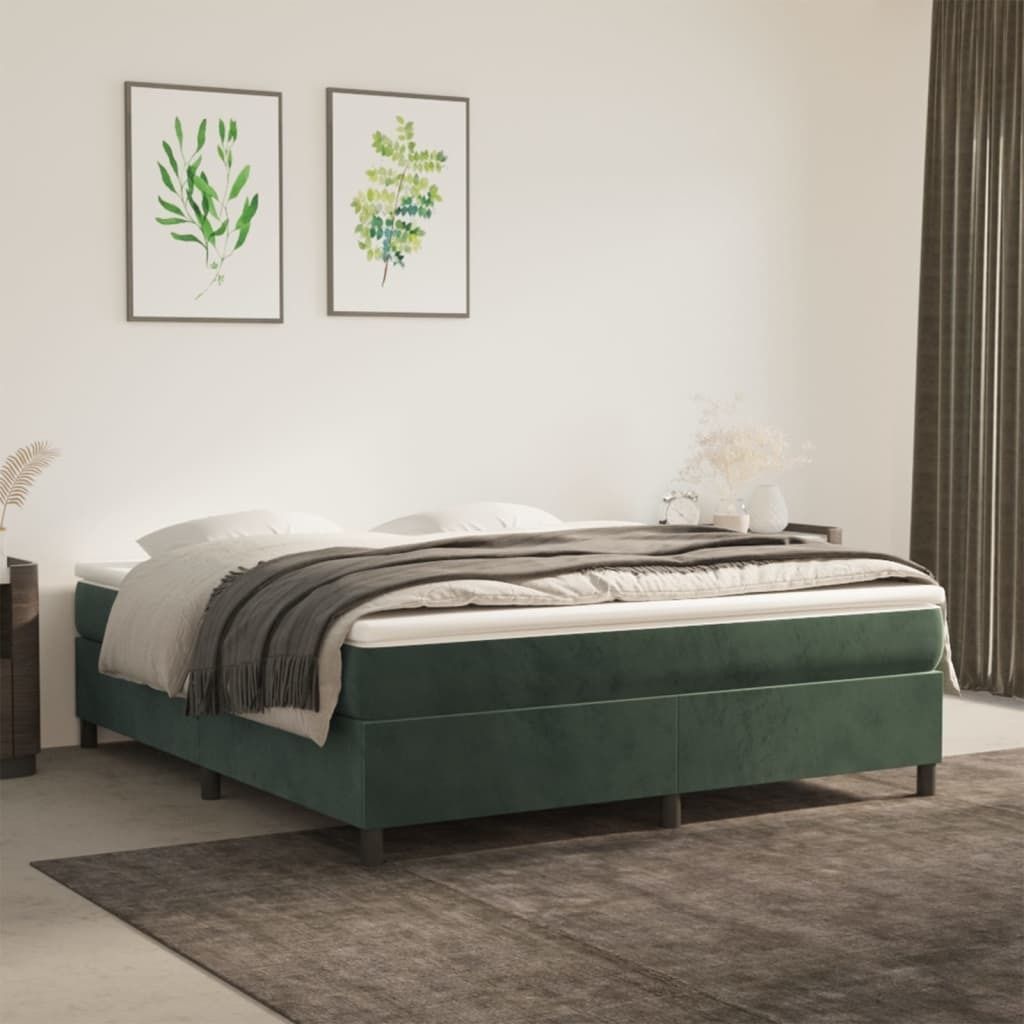 "Rabatt" Boxspring-Bettrahmen 2 Personen - Schlafzimmerbett - Dunkelgrün 180x200 cm Samt - Klassische Betten CC4621