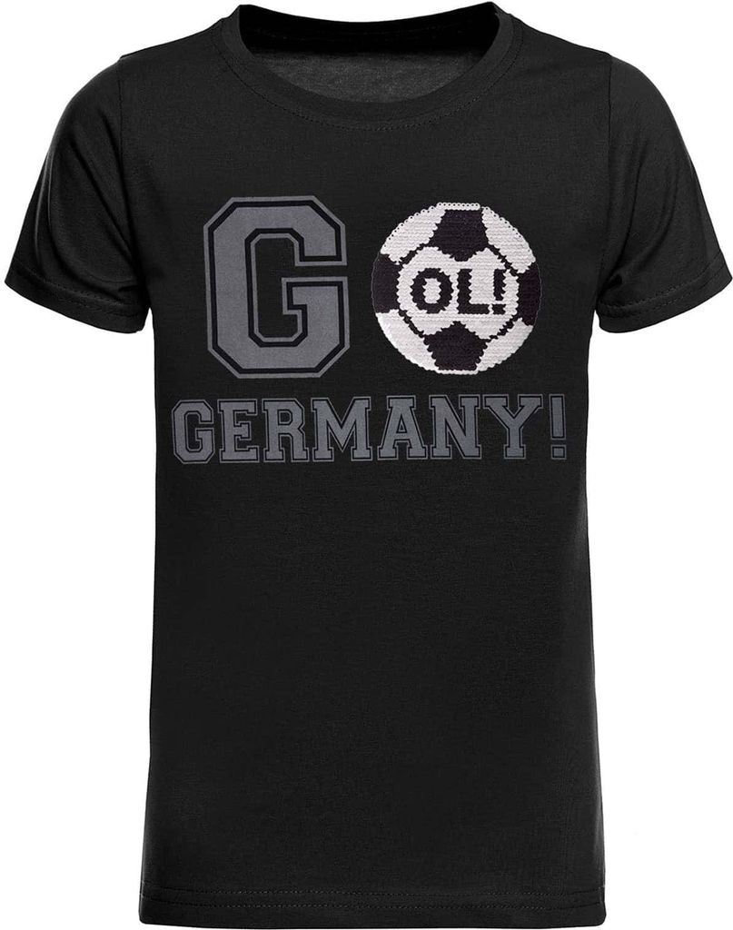 BEZLIT Jungen EM 2021 T-Shirt mit GO Germany Wende Pailletten Schwarz 134