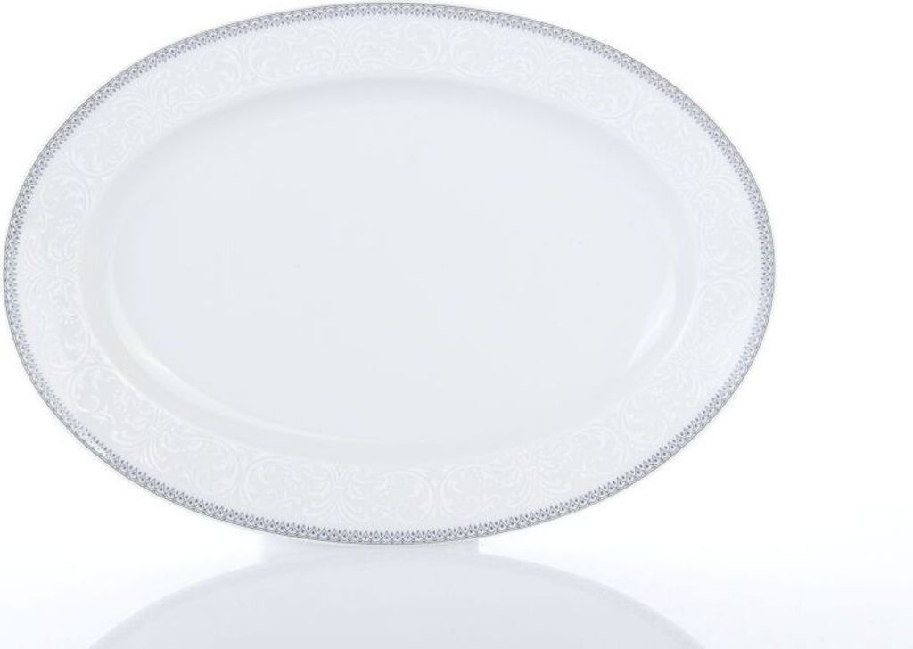 Thun 1794 Opal, ovale Schale, tschechisches Porzellan, 24 cm, Spitze, grau, Thun