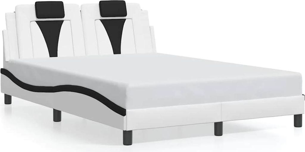 vidaXL Bettgestell "Viana" ohne Matratze Weiß und Schwarz 140x200 cm Kunstleder