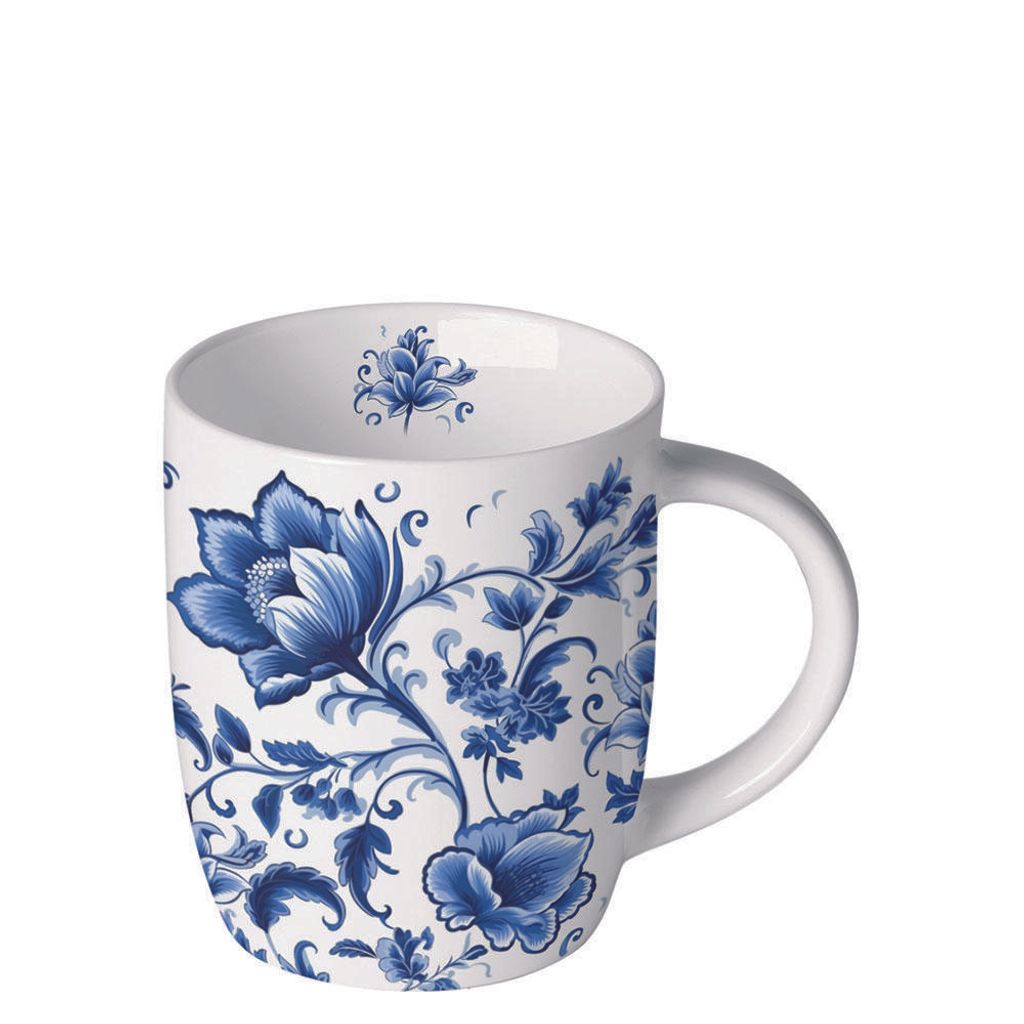Porzellan-Becher 0,2 L - Delft Blue florals
