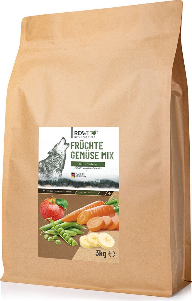 REAVET Früchte und Gemüse mit Kräutern 3kg, Gemüseflocken Hunde getreidefrei, Gemüseflocken Hunde Barf, Barf Zusatz Hund, Gemüseflocken Hunde