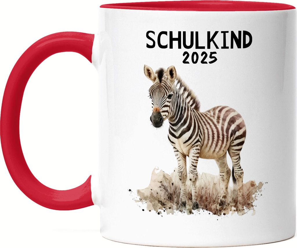 Schulkind 2025 Zebra Tasse Rot 1. Schultag 2025 Einschulung Schulanfang Schuleinführung