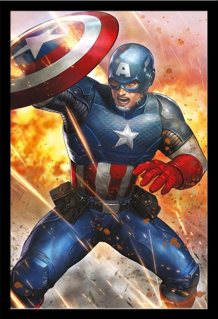 Décoration murale Captain America encadrée pour chambre ou bureau fan