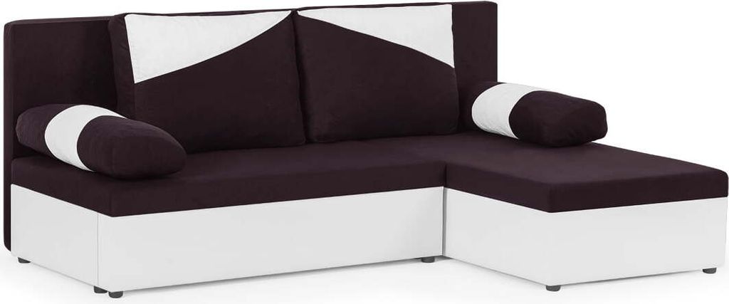 Ecksofa Polo mit Schlaffunktion - Kastanienbraun/Weiß Produktbild 