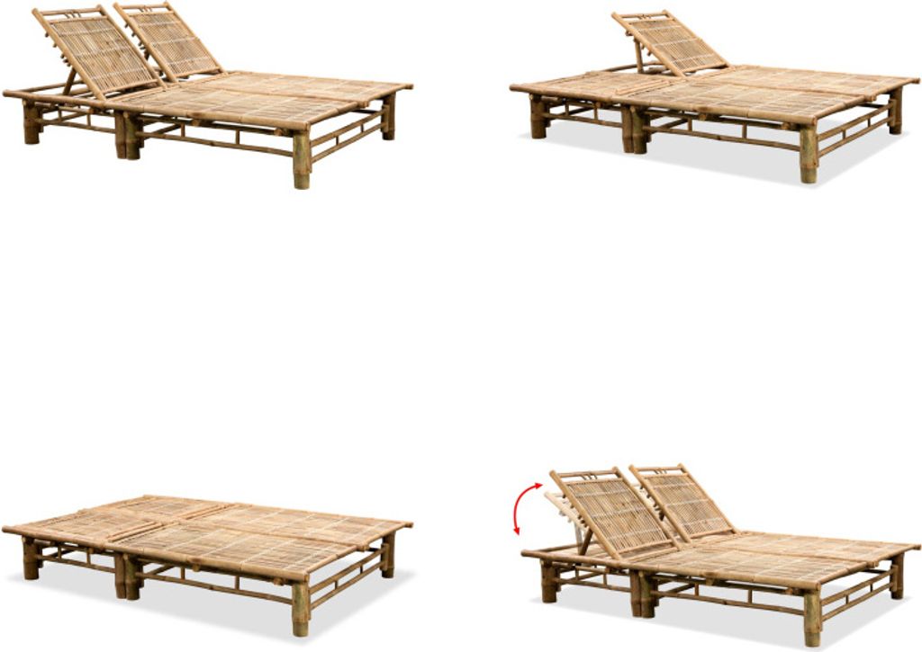vidaXL 2 Personen Sonnenliege Bambus - Sonnenliege - Liegestühle - Außenliegen - Gartenlounge