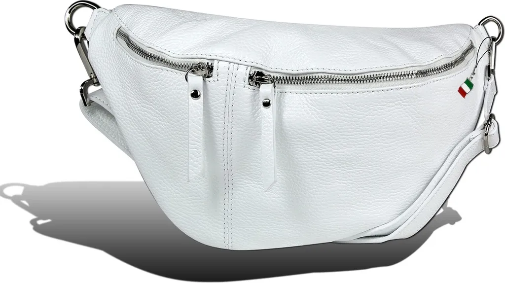 Florence Sac Banane en Cuir Blanc avec Sangle Assortie D2OTF820W