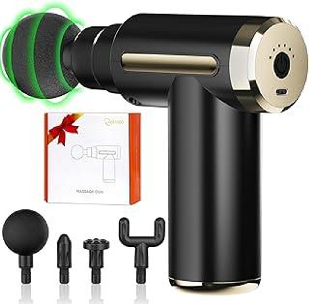 Cotsoco Massagepistole, Mini-Massagepistole, Muskel Percussion Massagegerät mit 4 Massageköpfen, Massage gun geeignet für Beine, Rücken, Schult...