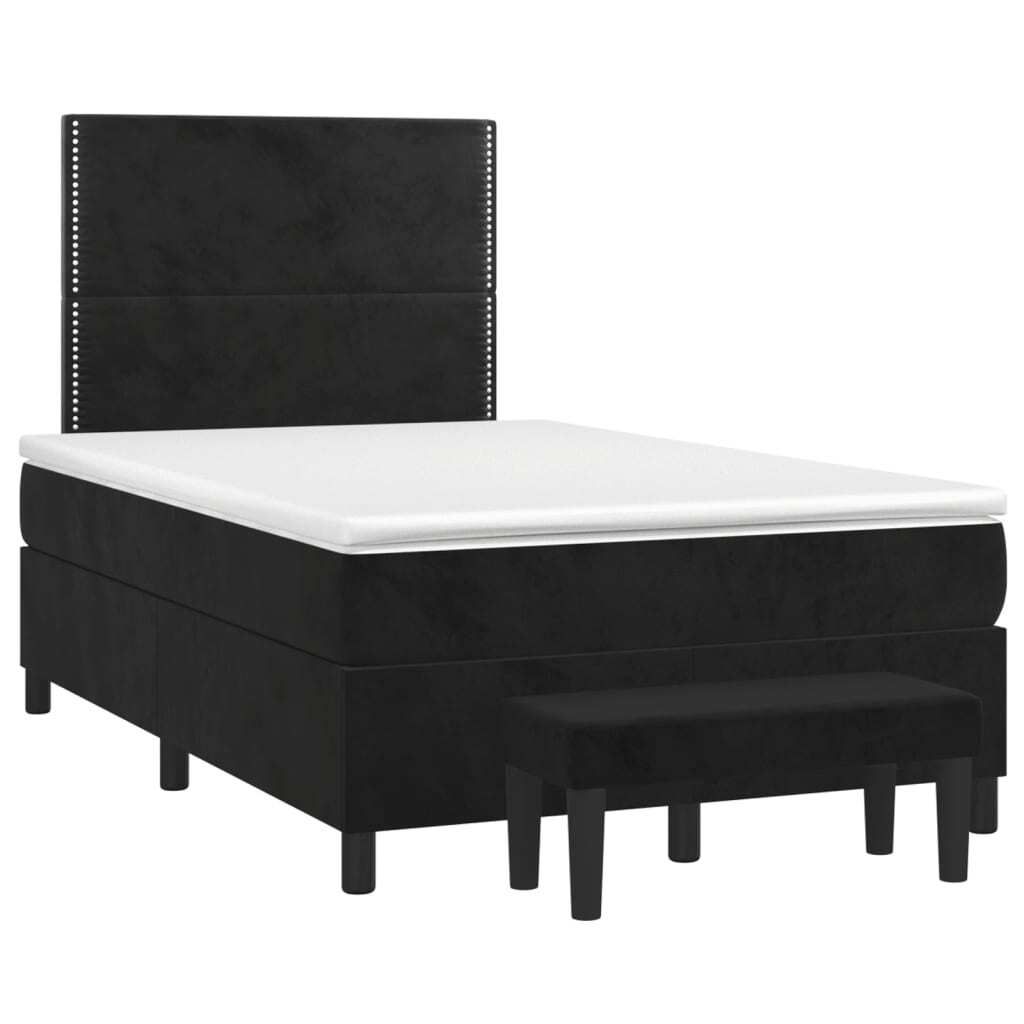 Boxspringbett mit Matratze Schwarz 120x190 cm Samt