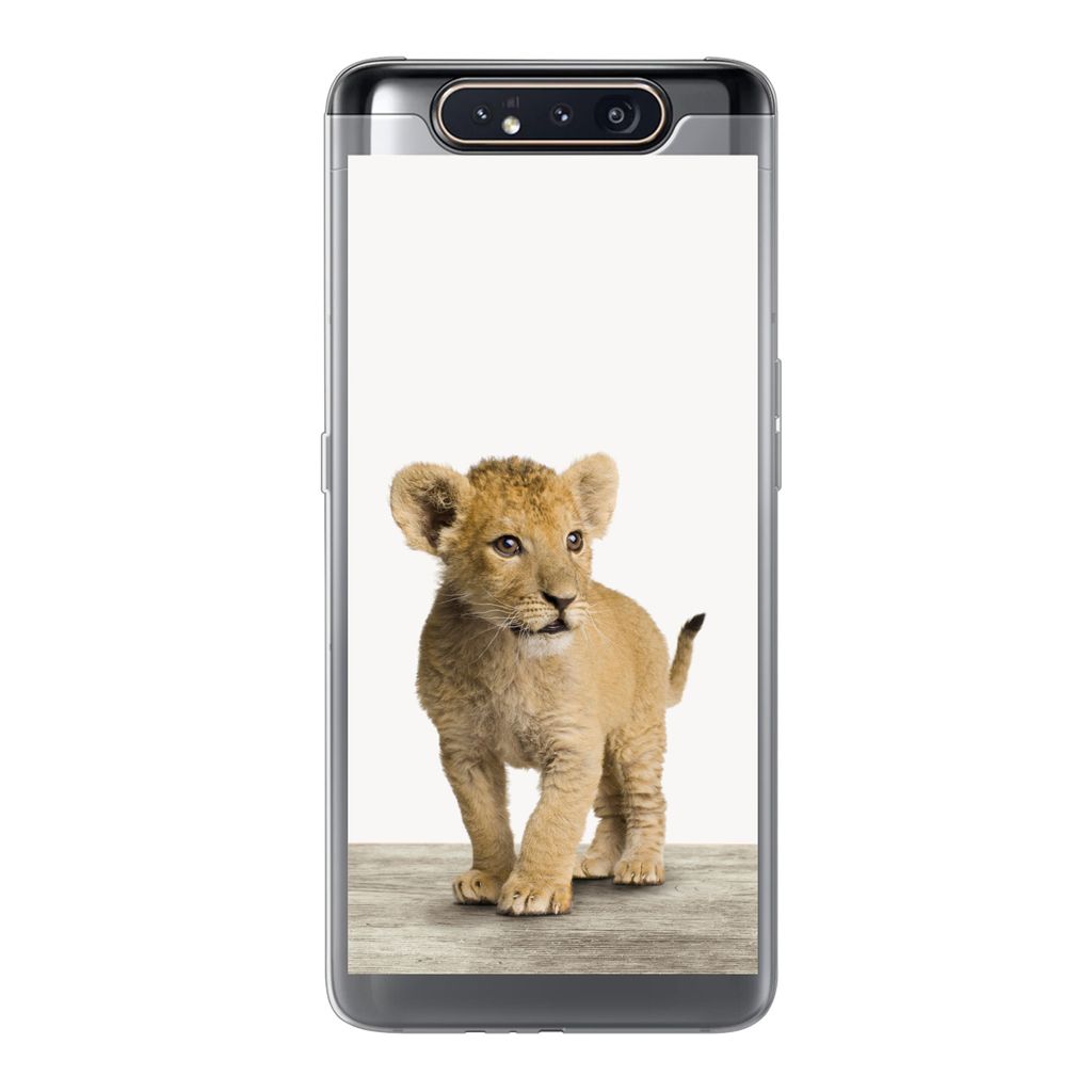MuchoWow Handyhülle Schutzhülle Hülle für Samsung Galaxy A80 Löwe - Junge - Kinder - Jungen - Tiere - Mädchen Silikon Softcase Handy Hülle...