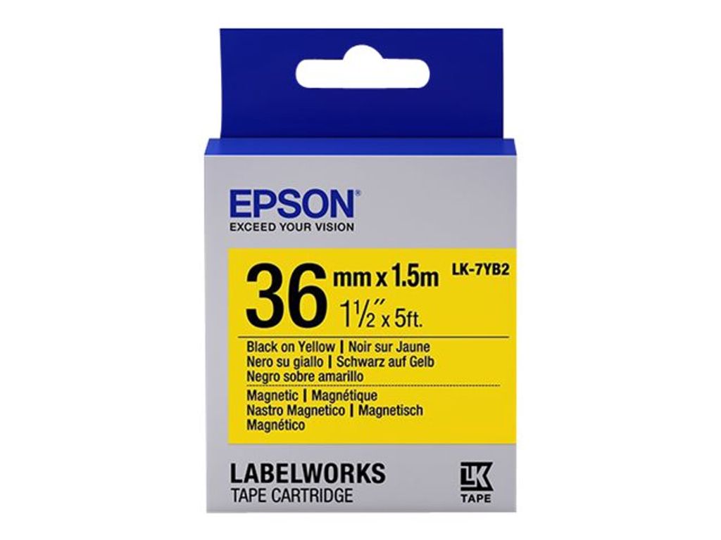 Epson LabelWorks LK-7YB2 - Schwarz auf Gelb - Rolle (3,6 cm x 1,5 m) 1 Rolle(n) magnetische Etiketten (C53S657008)