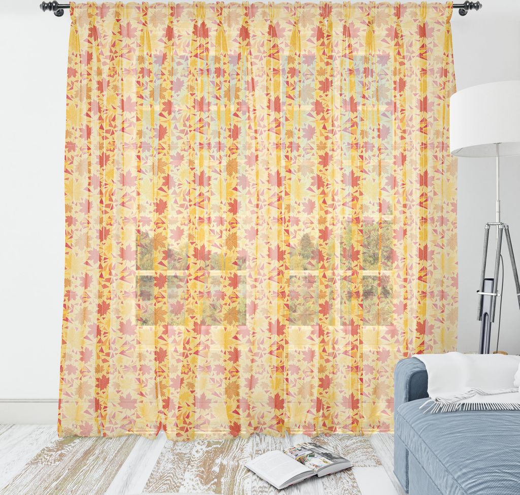 ABAKUHAUS Herbst Wandteppich, Warme Töne Saisonahornblätter Illustration mit Fragmenten, Wohnzimmer Schlafzimmer seidiges Satin Wandtuch, 180 cm ...