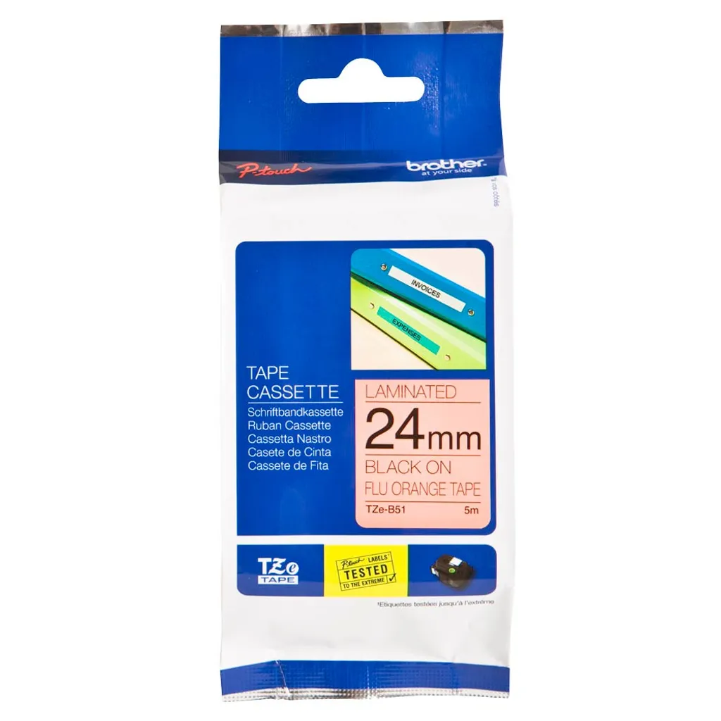 Ruban de Rechange pour Étiqueteuse Brother TZe-B51 de 24mm de Largeur
