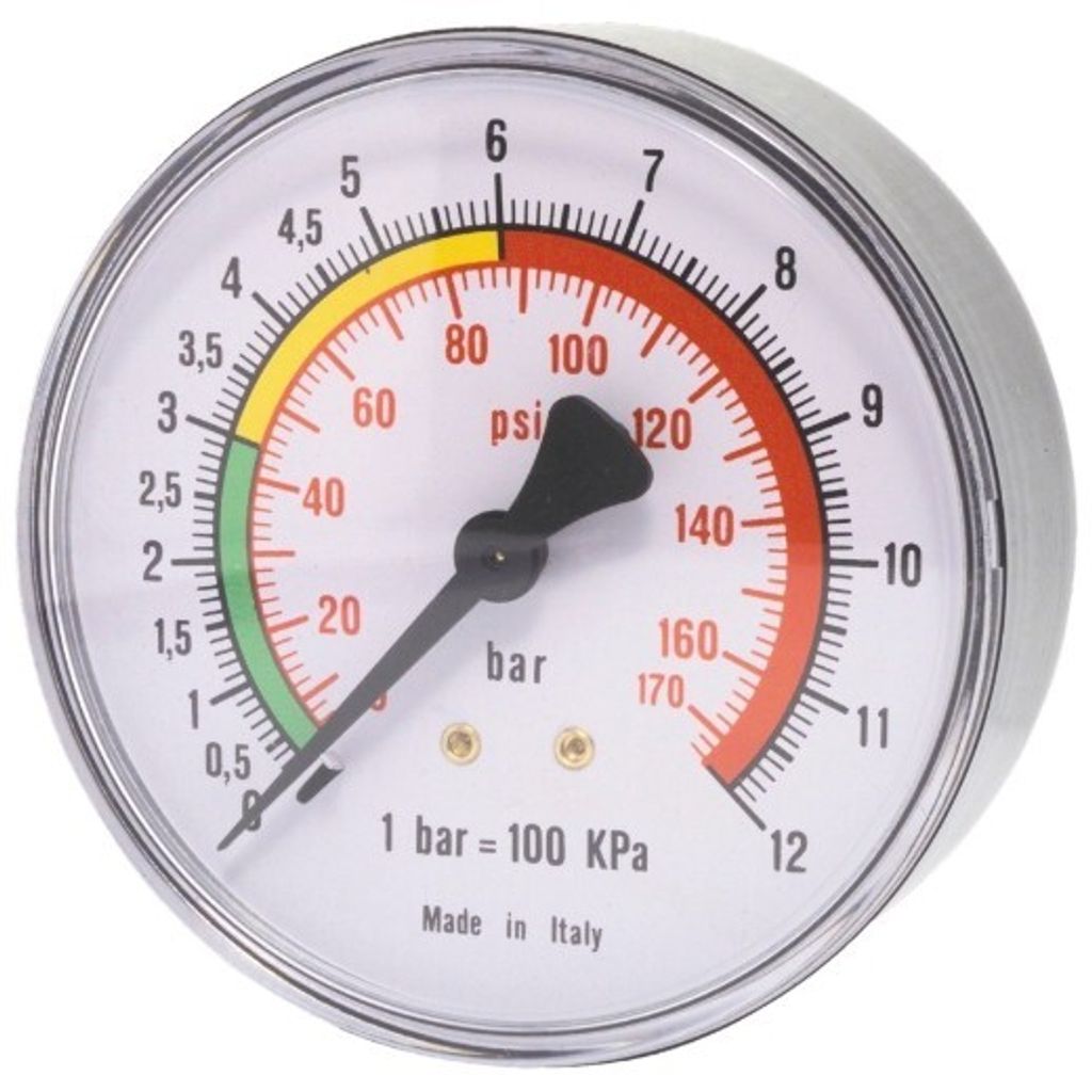 ELMAG Druckmanometer 0-16 bar, Ø 63 mm, Ø 1/4 Außengewinde hinten