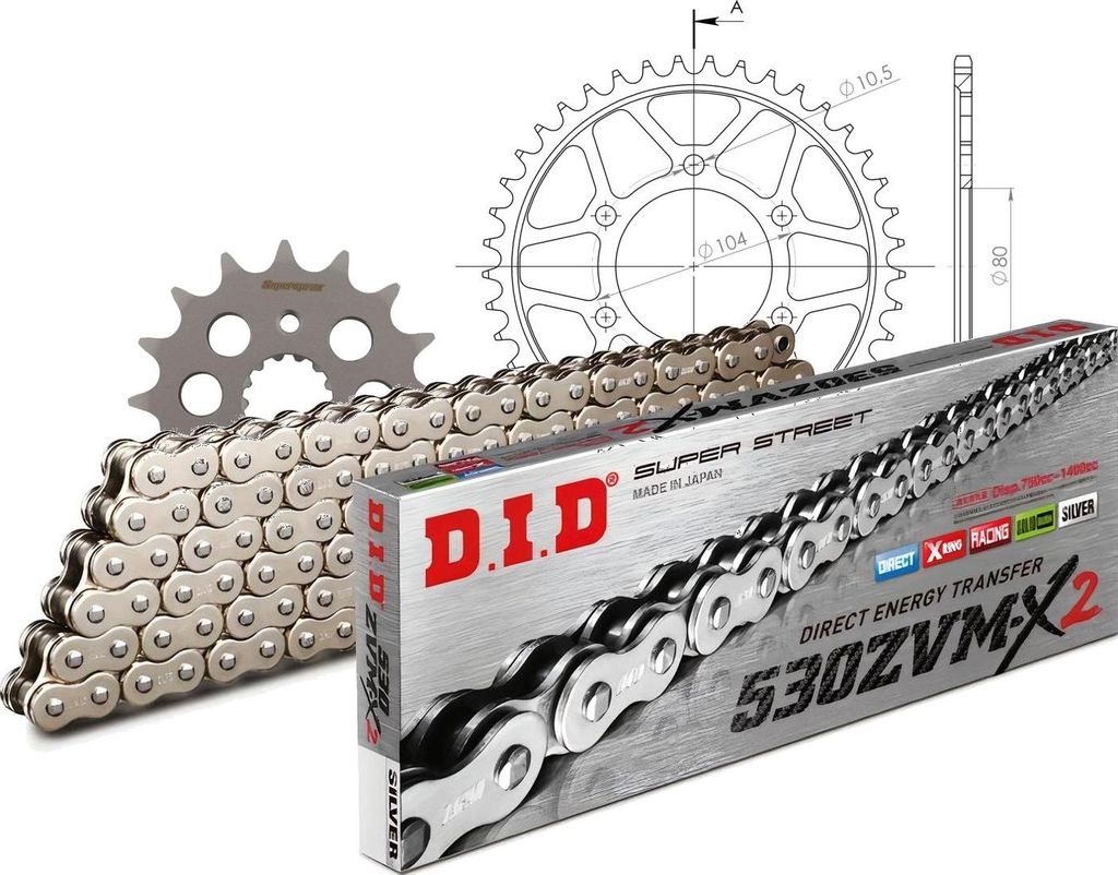 Kettensatz DID Stahl 530ZVM-X / 108 Nietschloss