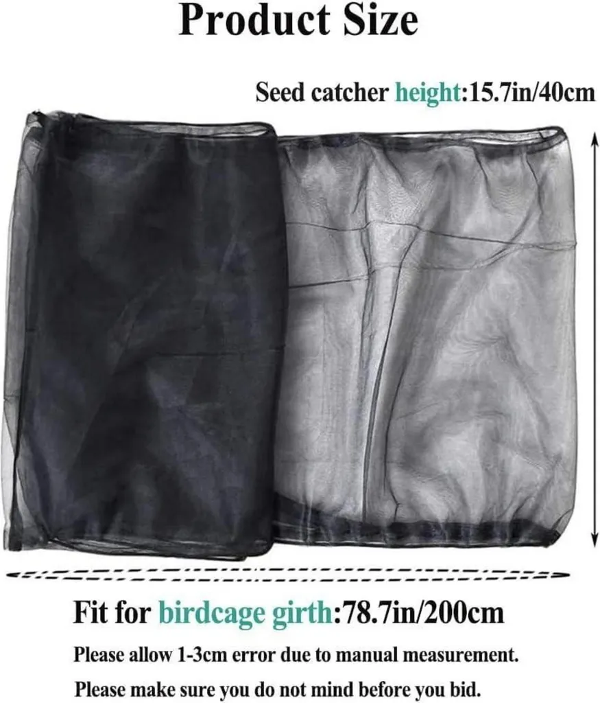 Filet Attrape-Graines Noir pour Cage à Oiseaux en Nylon Souple