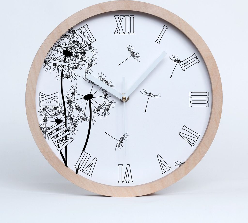 Holzuhr 25fi cm wanduhr - weiße Spitzen - Löwenzahn