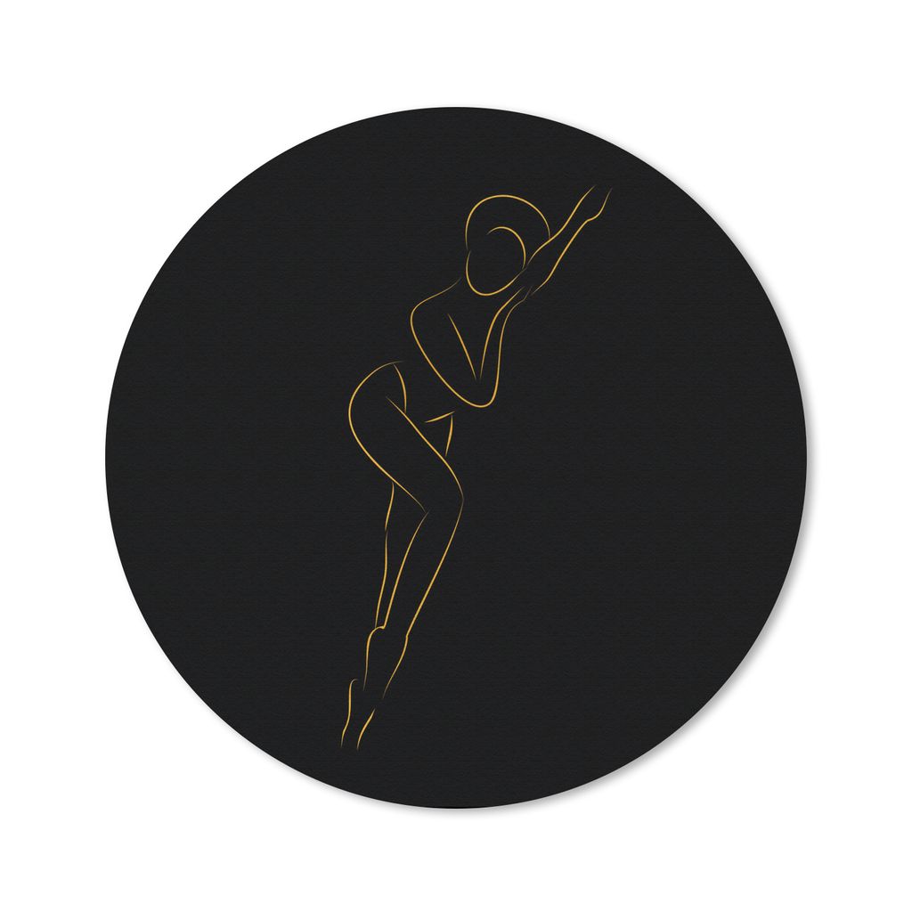 MuchoWow® Mauspad Mousepad Frau - Schwarz - Gold - Produktbild 