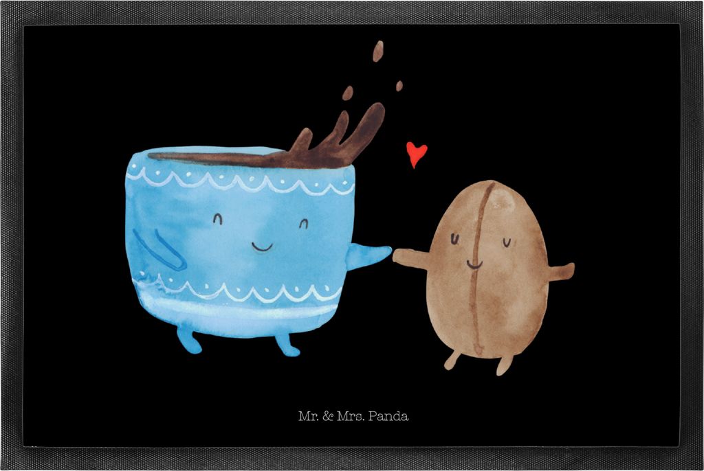 Mr. & Mrs. Panda Fussmatte Kaffee Bohne 40 x 60 cm - Schwarz - Geschenk, Schmutzfangmatte, Schmutzfangteppich, Zufriedenheit, Schmutzfänger, Schmu...