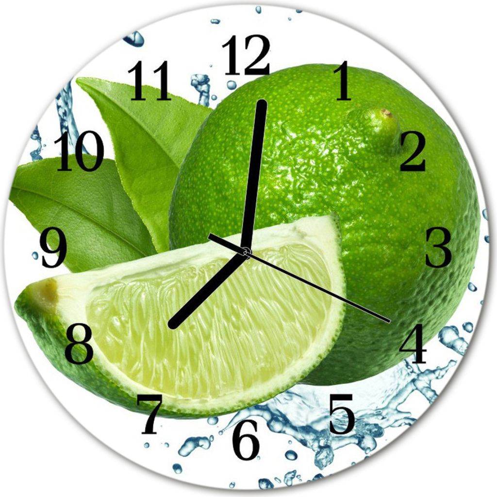 Glasuhr Wanduhr Küchenuhr Echt-Glas 30fi cm Limette grün
