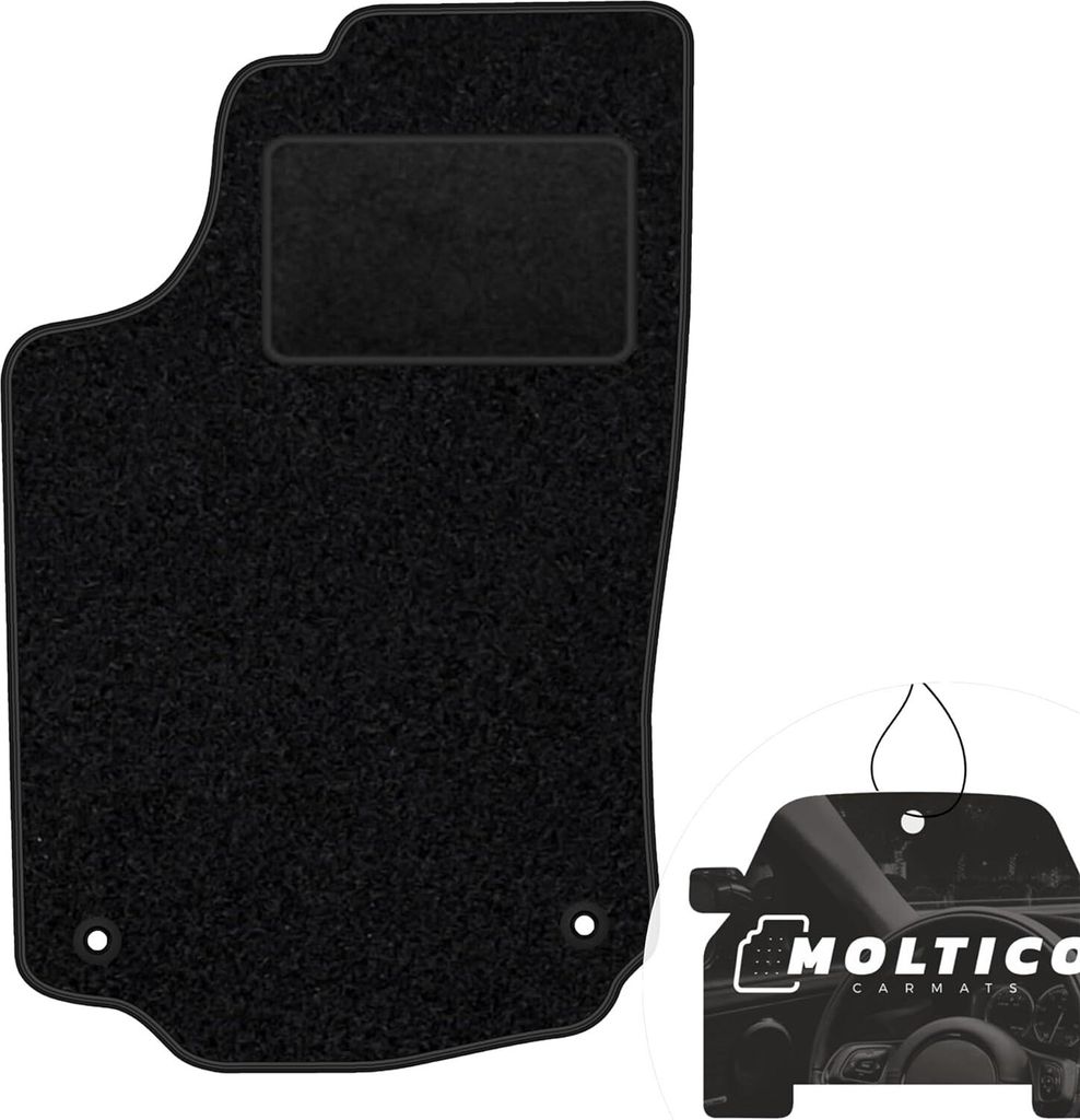 moto-MOLTICO Fahrer Fußmatte Auto Velours Fahrerseite Autoteppiche Schwarz Fahrermatte 1-teilig passend für Opel Agila B Suzuki Splash Wagon R+