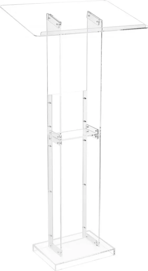 Pupitre acrylique 126cm avec bureau pour ordinateur et rangement central