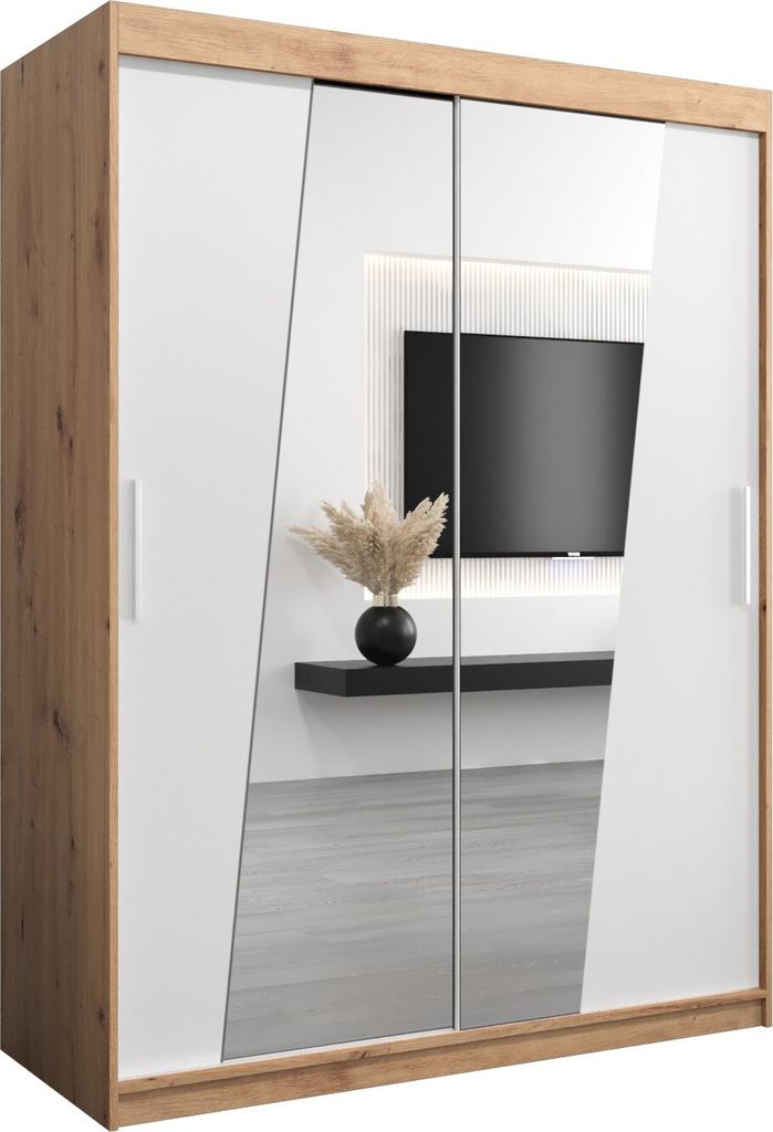 Kleiderschrank, Schiebetürenschrank Schlafzimmer, Schrank mit Spiegel RHOMB 150 cm