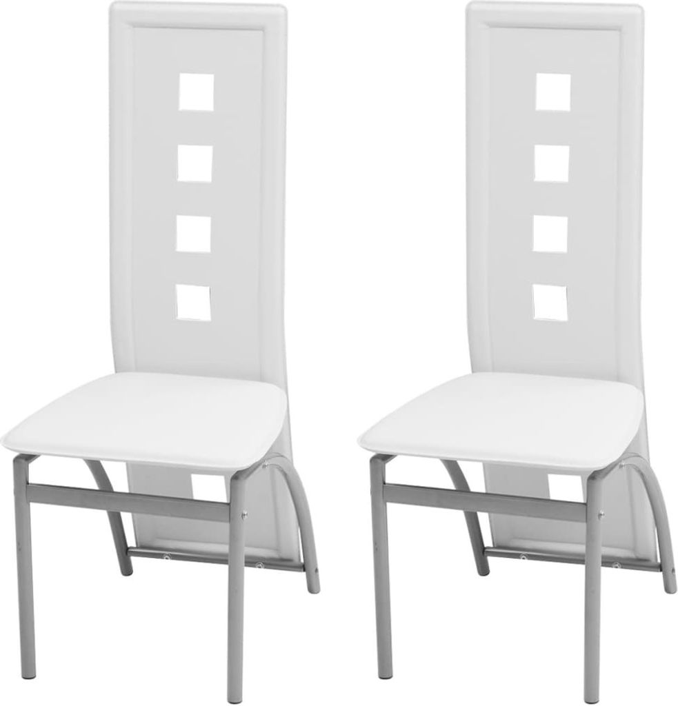 Esszimmerstühle 2 Stk. Weiß Kunstleder