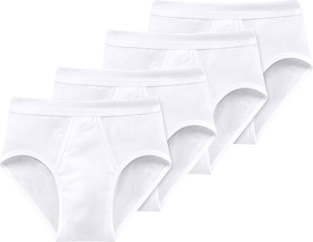 SCHIESSER Herren Slips 4er Pack - Feinripp, Sportslip, Baumwolle Essentials Weiß 2XL