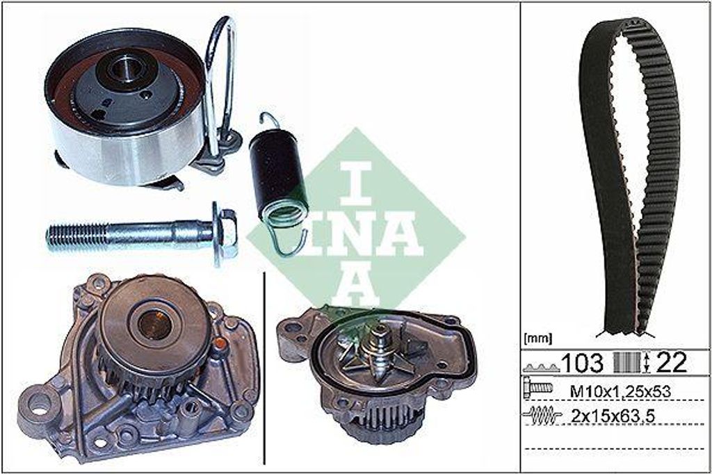 INA 530 0505 31 Wasserpumpe + Zahnriemensatz OE 04145PLC315 kompatibel mit Civic