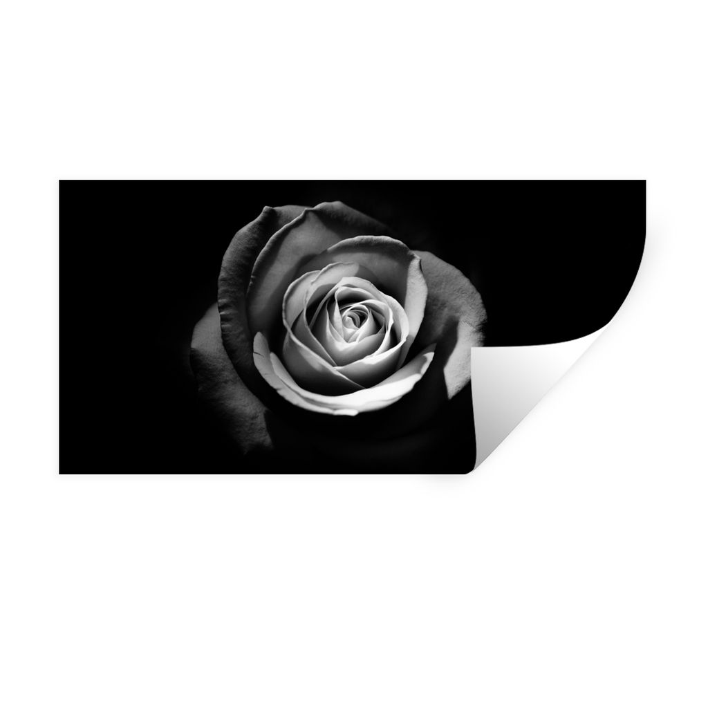 MuchoWow Wandtattoo Wandsticker Wandaufkleber Blumen - Schwarz - Rose - Weiß - Botanisch 160x80 cm Selbstklebend und Repositionierbar - Sticker ...
