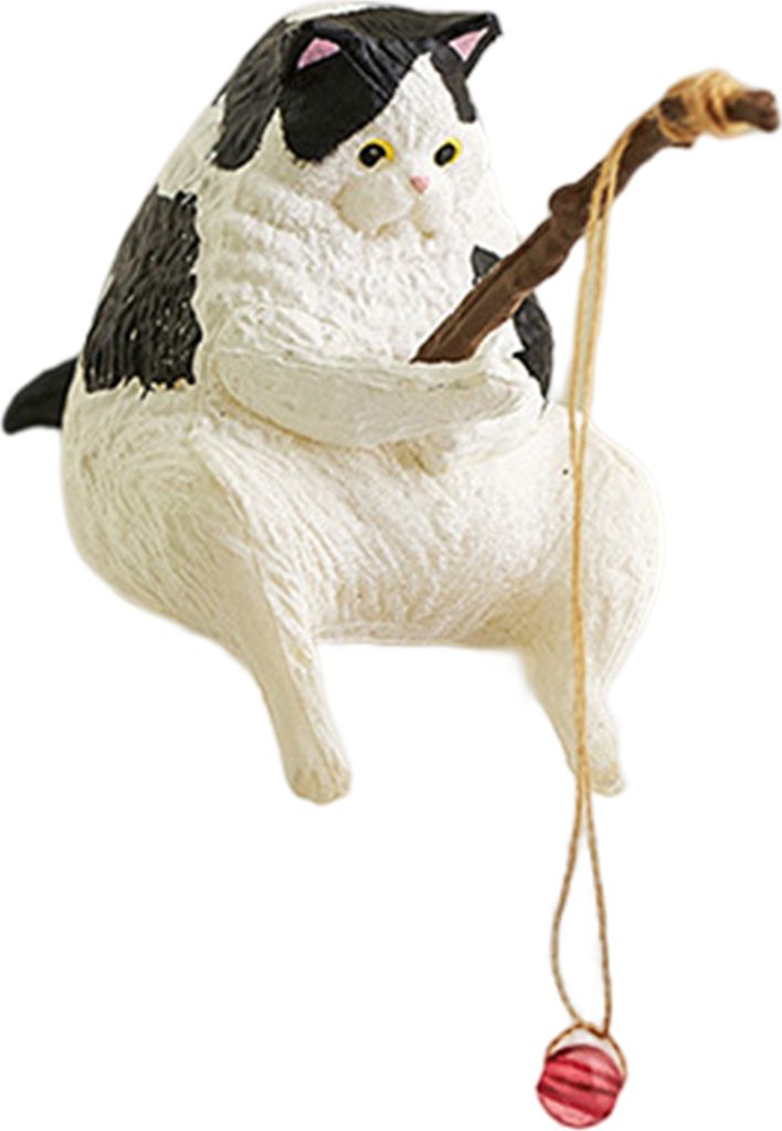 Animal Figurine feine Arbeitskunst kompakt kreative weite Anwendung Neuheit Desktop Computerdekoration Exquisite Cartoon Kitty Fishing Ornament Ges...