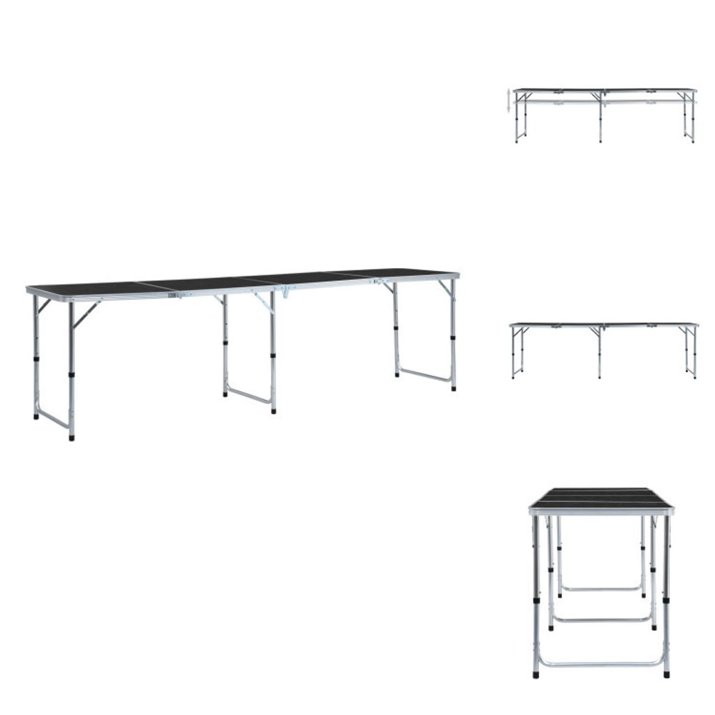 vidaXL Klappbarer Campingtisch Grau Aluminium 240 x 60 cm - Campingmöbel