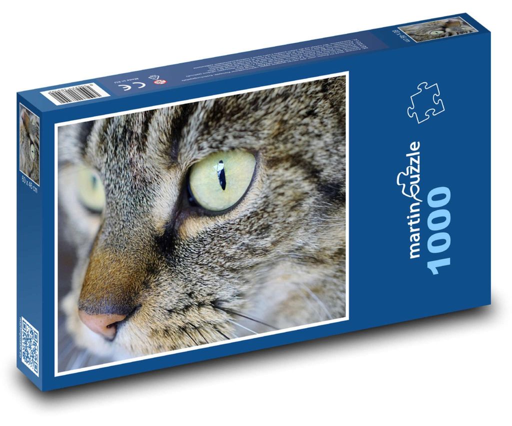 Puzzle 1000 Krásná šedá kočka zblízka - martinpuzzle Obrázek produktu 