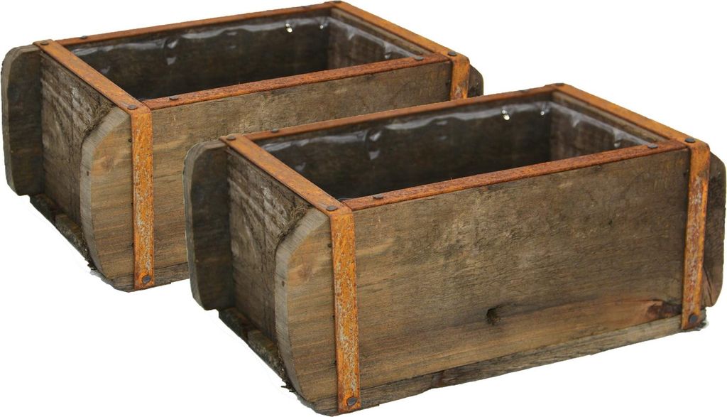 UNUS Vintage Ziegelform Holz Deko Aufbewahrungsbox Holzkiste 2er Set