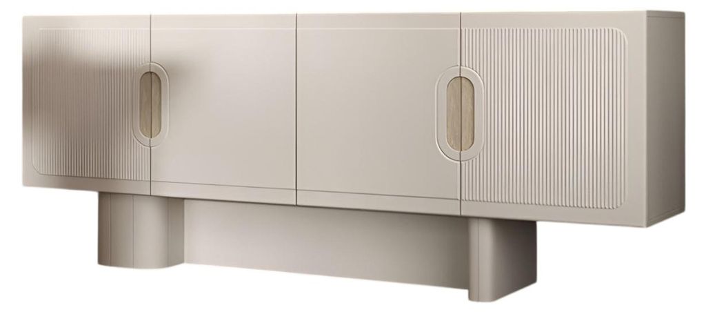 Beiges Wohnzimmer Sideboard Designer Anrichte Holz Robuste Kommode