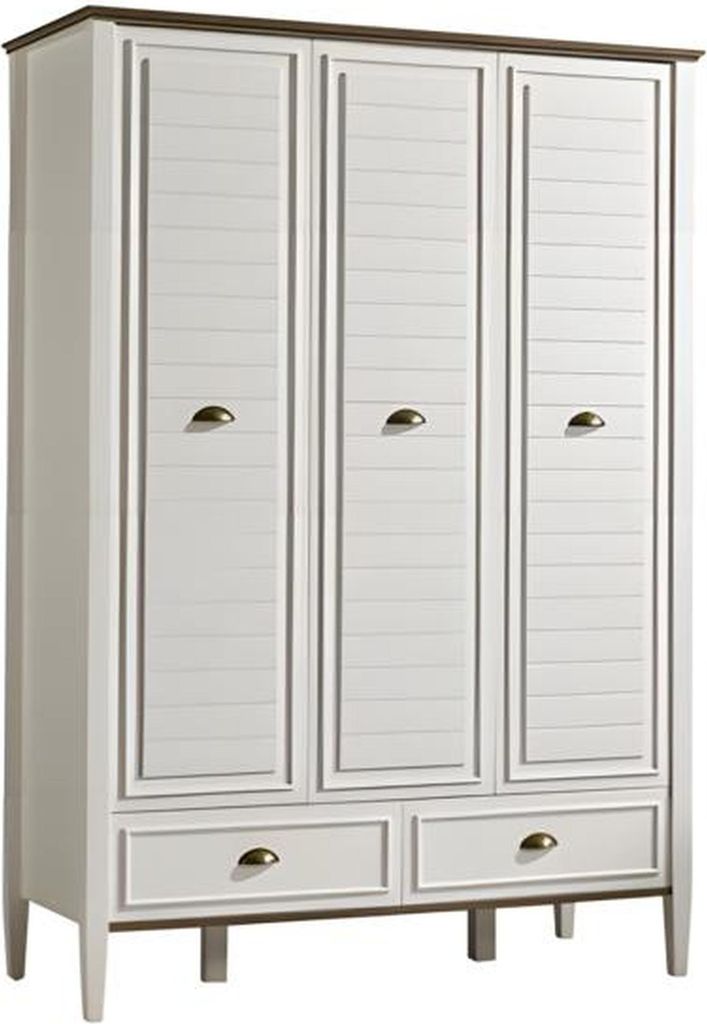 Weißer Holzschrank modern, geräumig, stilvoll für Schlafzimmer