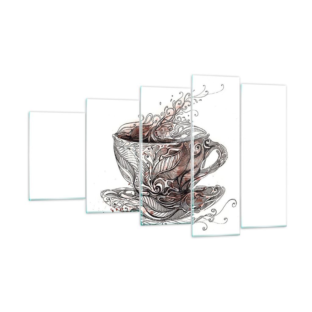 Bilder auf glas - Abstraktion Tasse Tee heiß - 100x60cm - Glasbilder - Wandbilder - Kunstdruck - zum Aufhängen bereit - Wanddekoration aus Glas -...