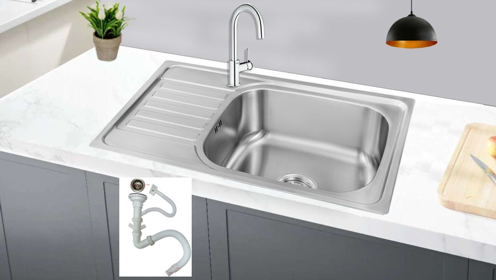 Preero-75x45x18, Küchenspüle Edelstahl 304, 0,8mm, klein, Produktbild 