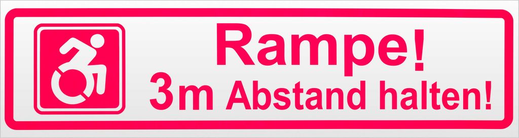 Kiwistar Rampe! Motiv 3m Abstand halten! Magnetschild Schild magnetisch - 20cm Neonpink - Magnetfolie für Auto PKW Kfz