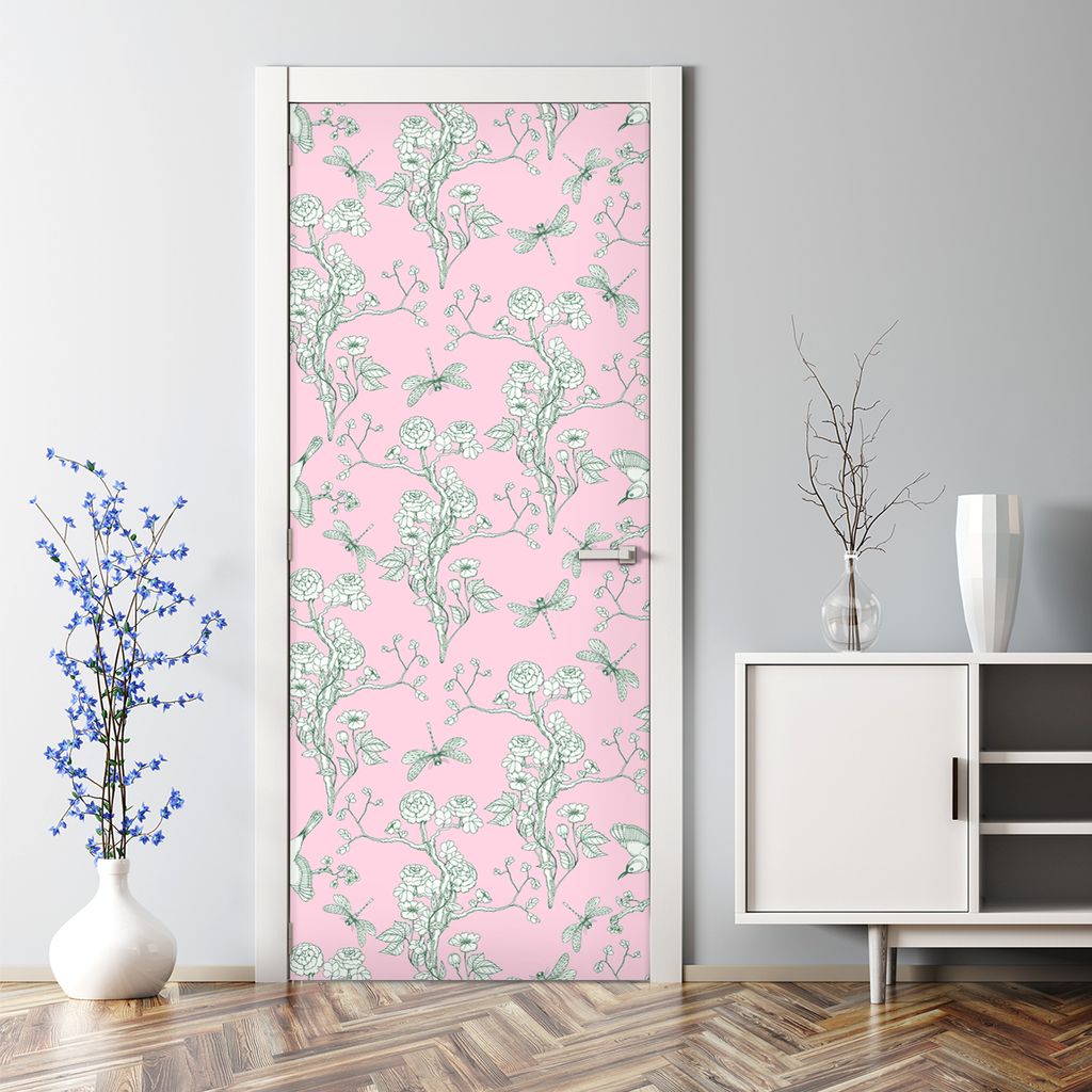 Dekorative Türposter selbstklebend Klebefolie Wandaufkleber Türaufkleber Blüte Romantisch 77 x 200 cm