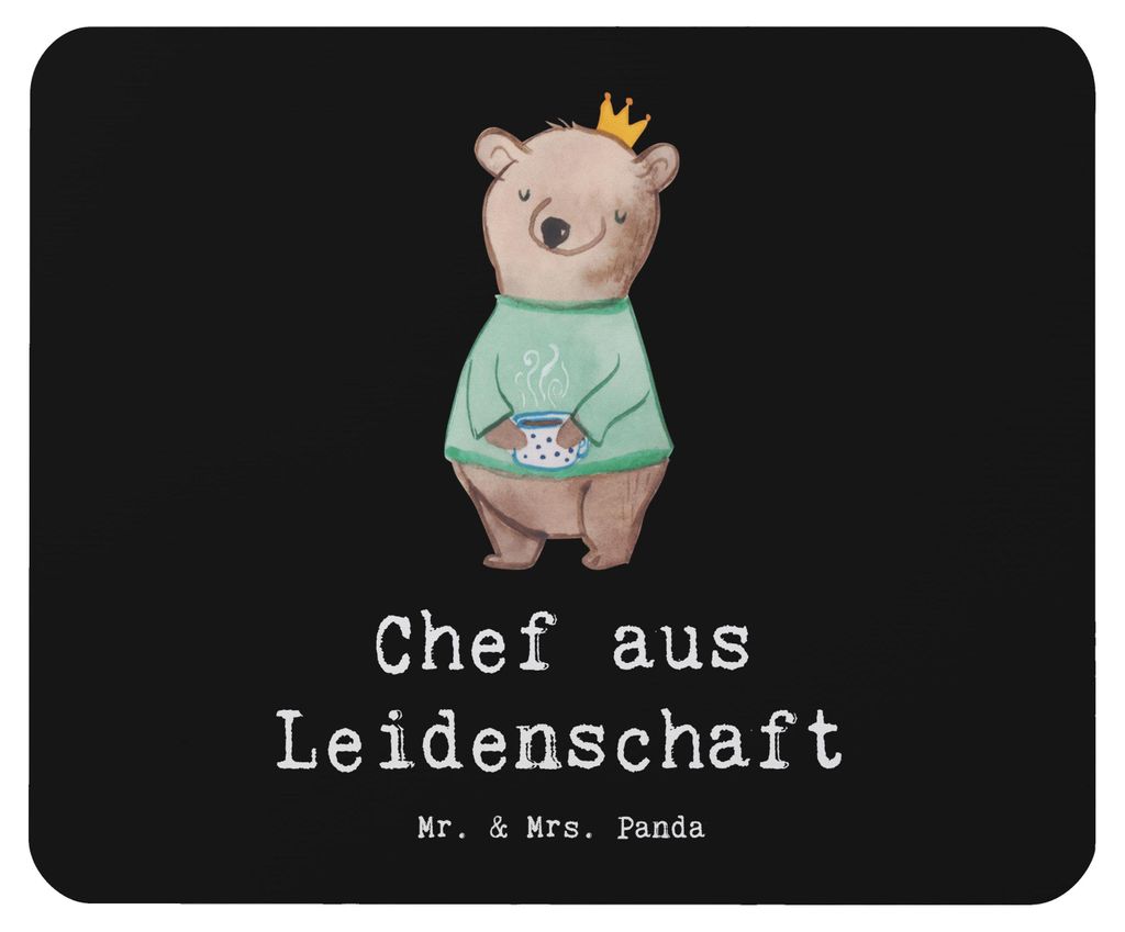 Mr. & Mrs. Panda Mouse Pad Chef Leidenschaft - Schwarz - Geschenk, Leiter, CEO, Mauspad, pc, mousematte, Spruch, Bester, Mousepad