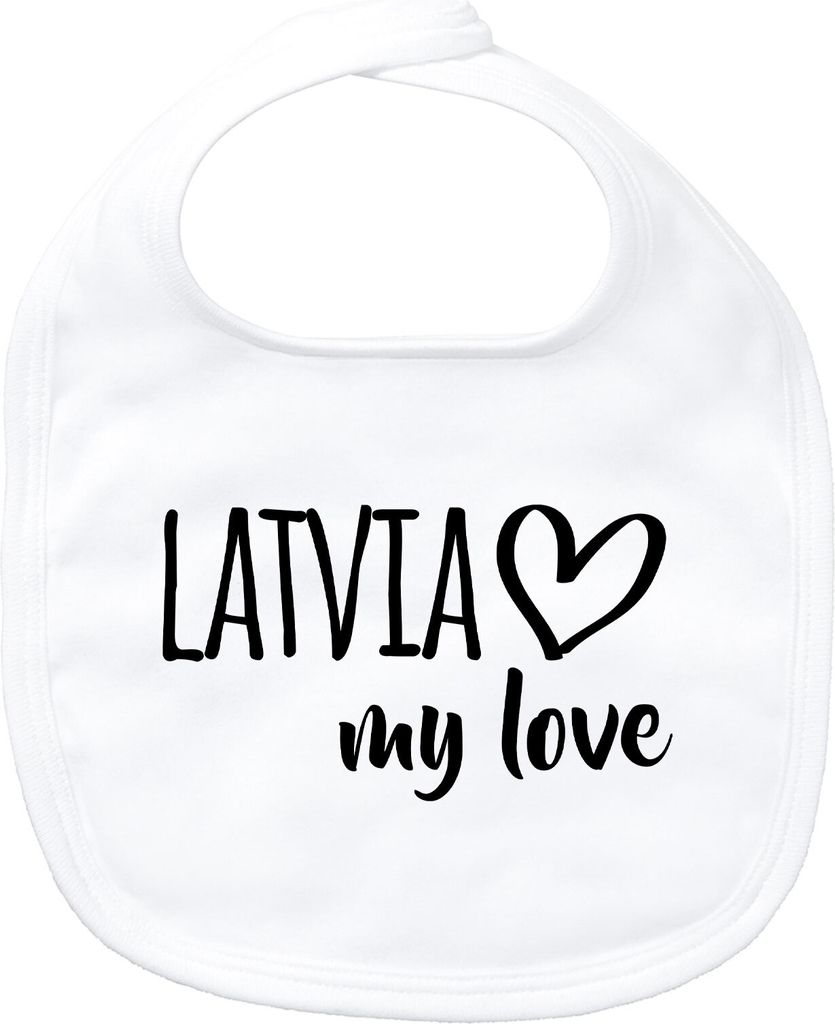 Huuraa Baby Lätzchen Latvia my love White Klettverschluss Baumwolle Latz Geschenkidee