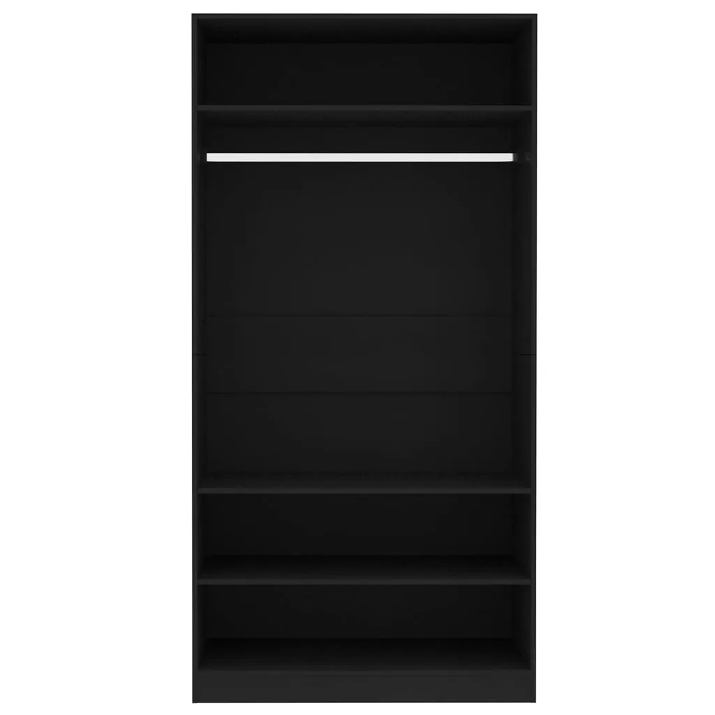 Armoire Noire 100x200 cm - Solution Gain de Place en Bois Composite